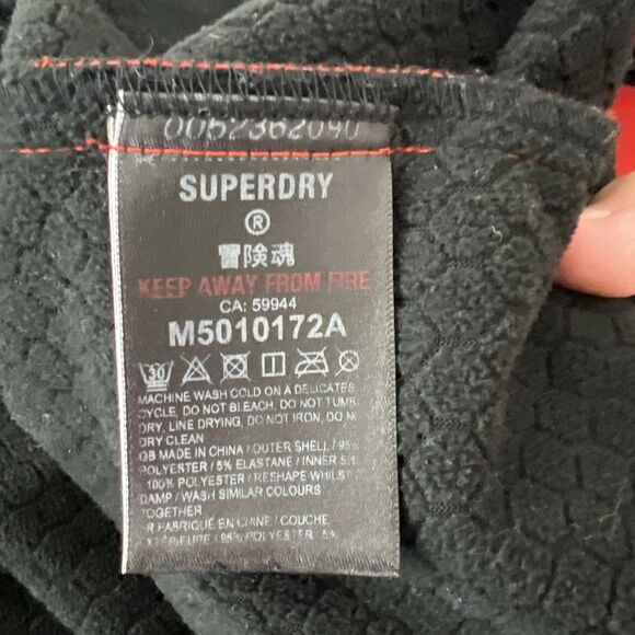 Superdry Jacket Men Large Red Black Zip Up Windbreaker Honeycomb Lined Outdoor - Picture 4 of 16